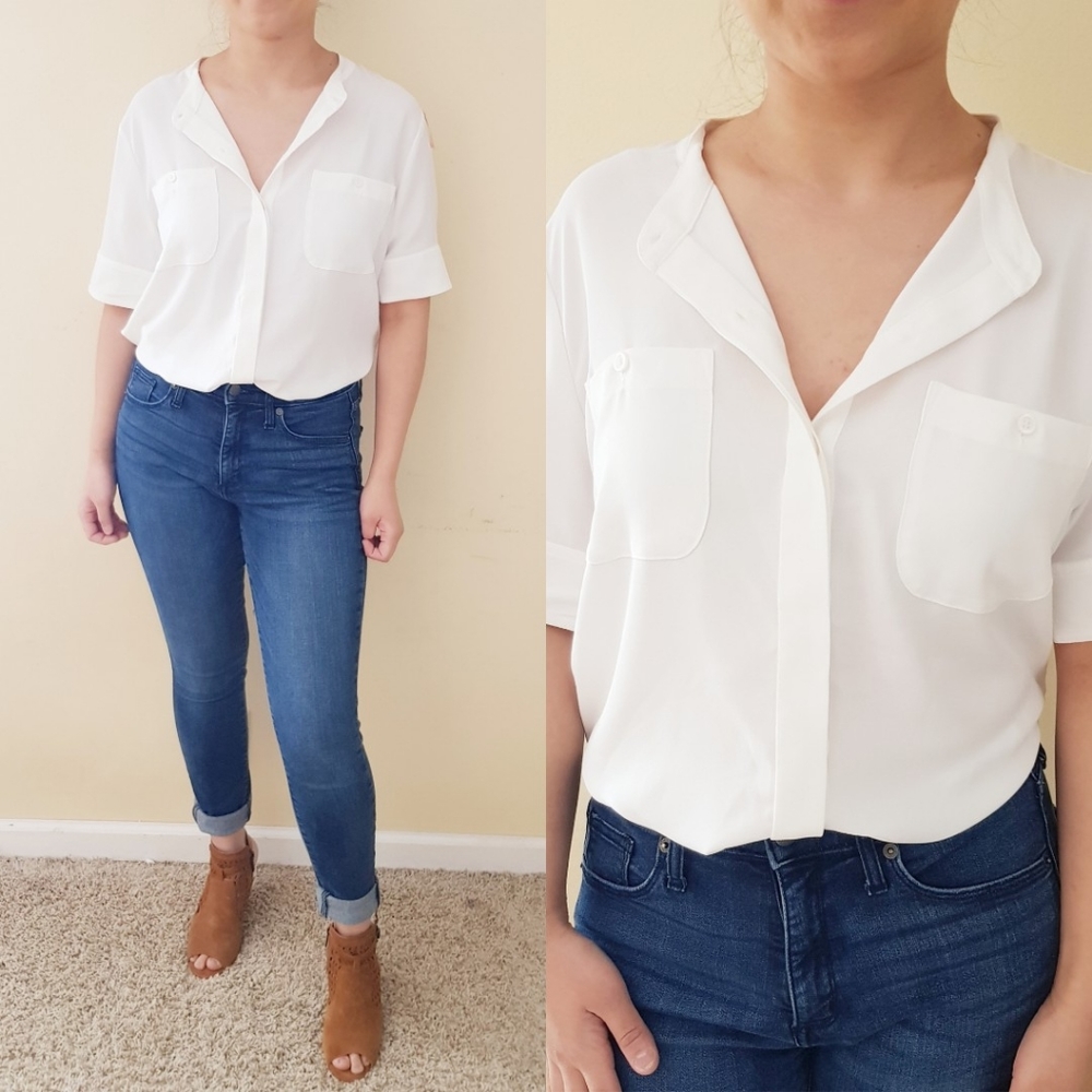 DKNY Collarless Woven Shirt